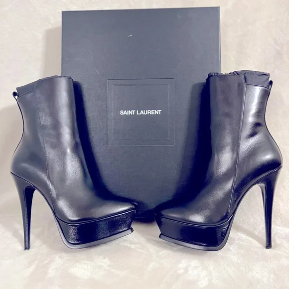 Saint Laurent Black Tribute Ankle Booties, Size 6 US, 36 EU - Picture 2 of 11